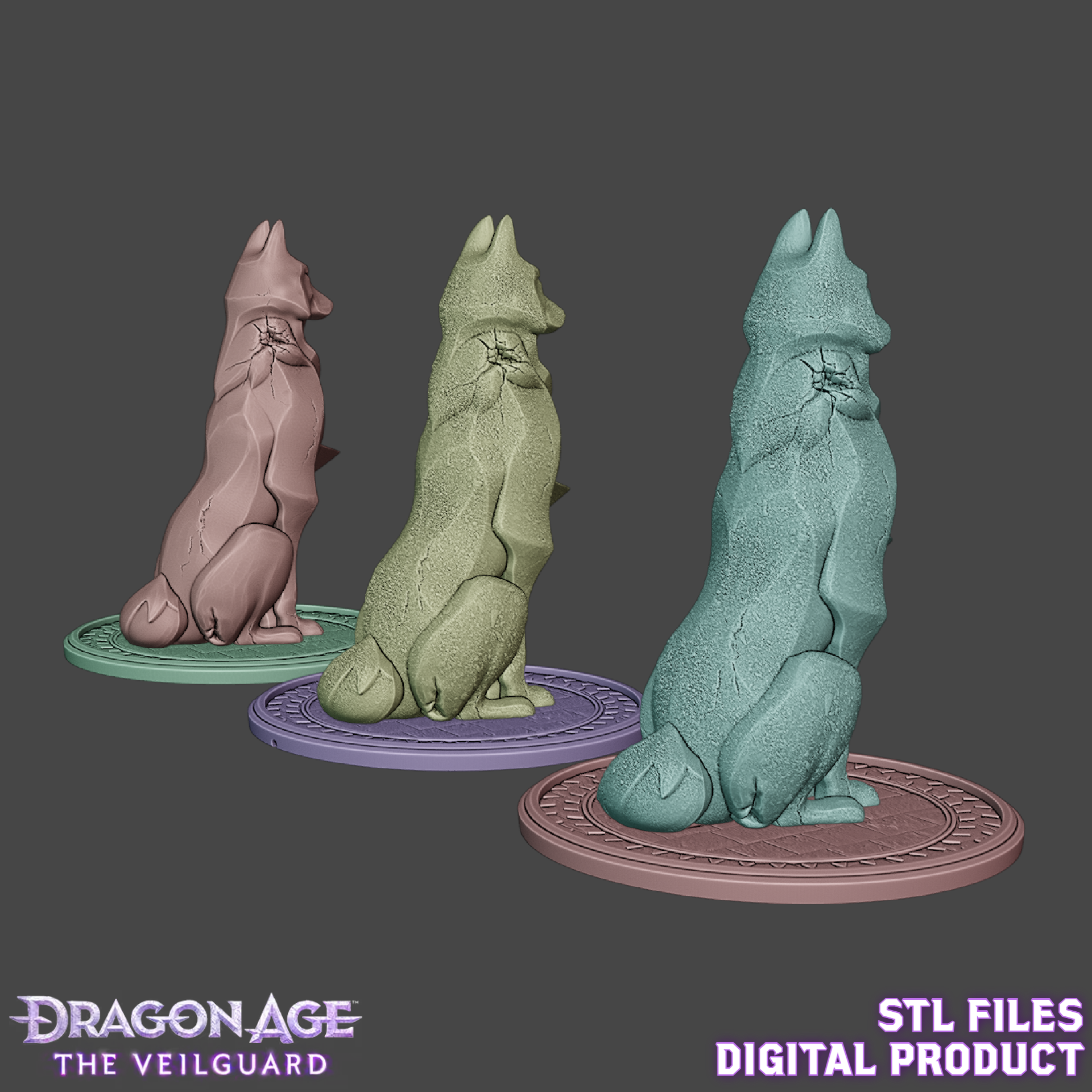 Fantasy Statue of Fen Harel (Solas) The Dread Wolf Dragon Age Veilguard 3D FBX Model
