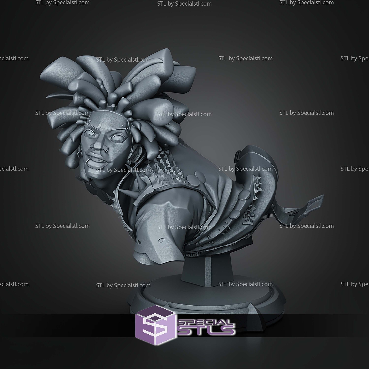 Spider Punk Tick Tock Bust 118mm STL Files 3D Model — view 3
