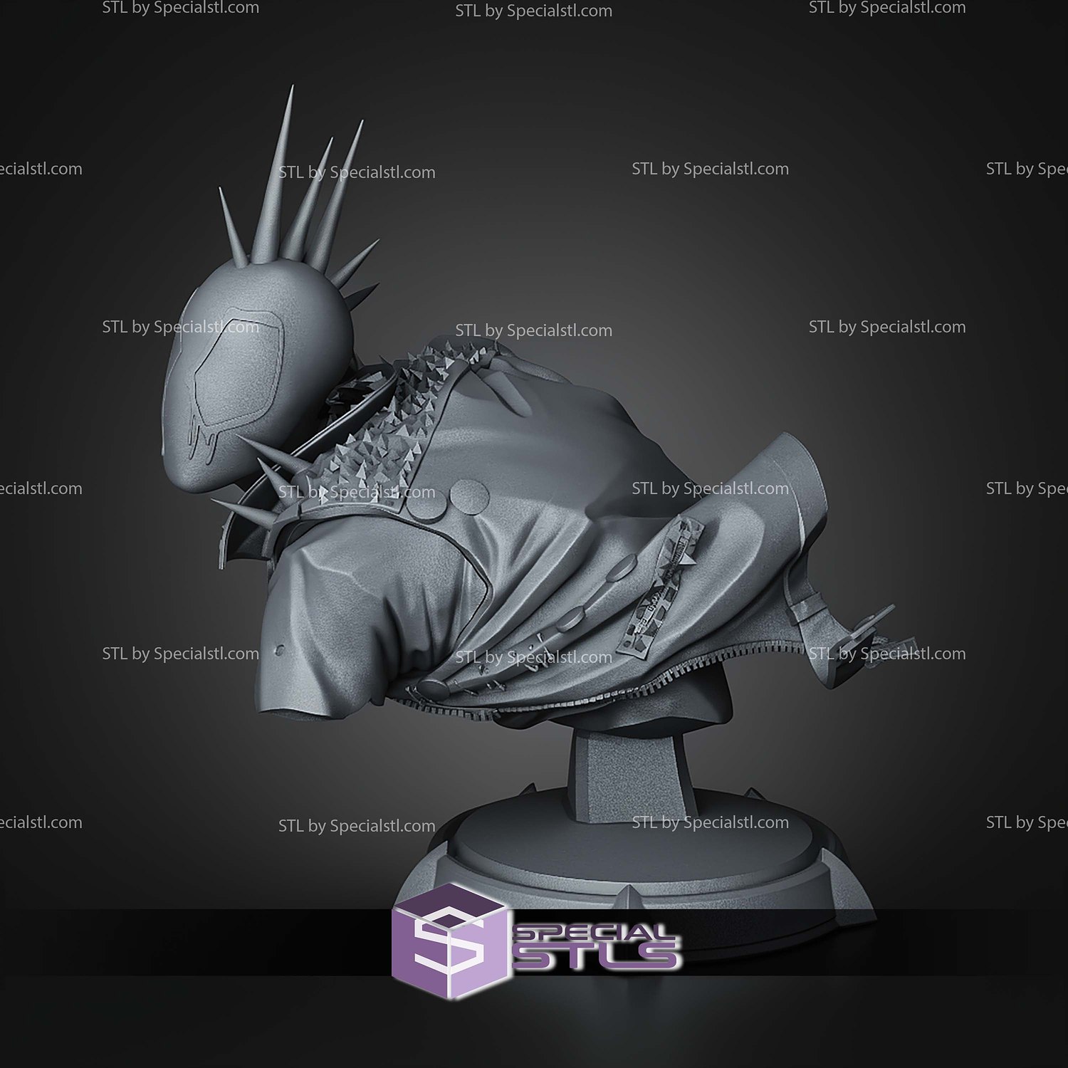 Spider Punk Tick Tock Bust 118mm STL Files 3D Model — view 4