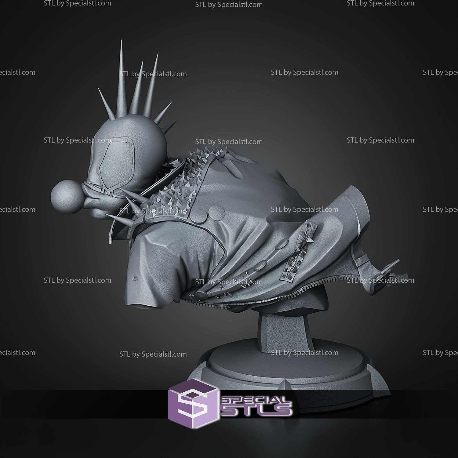 Spider Punk Tick Tock Bust 118mm STL Files 3D Model — view 5