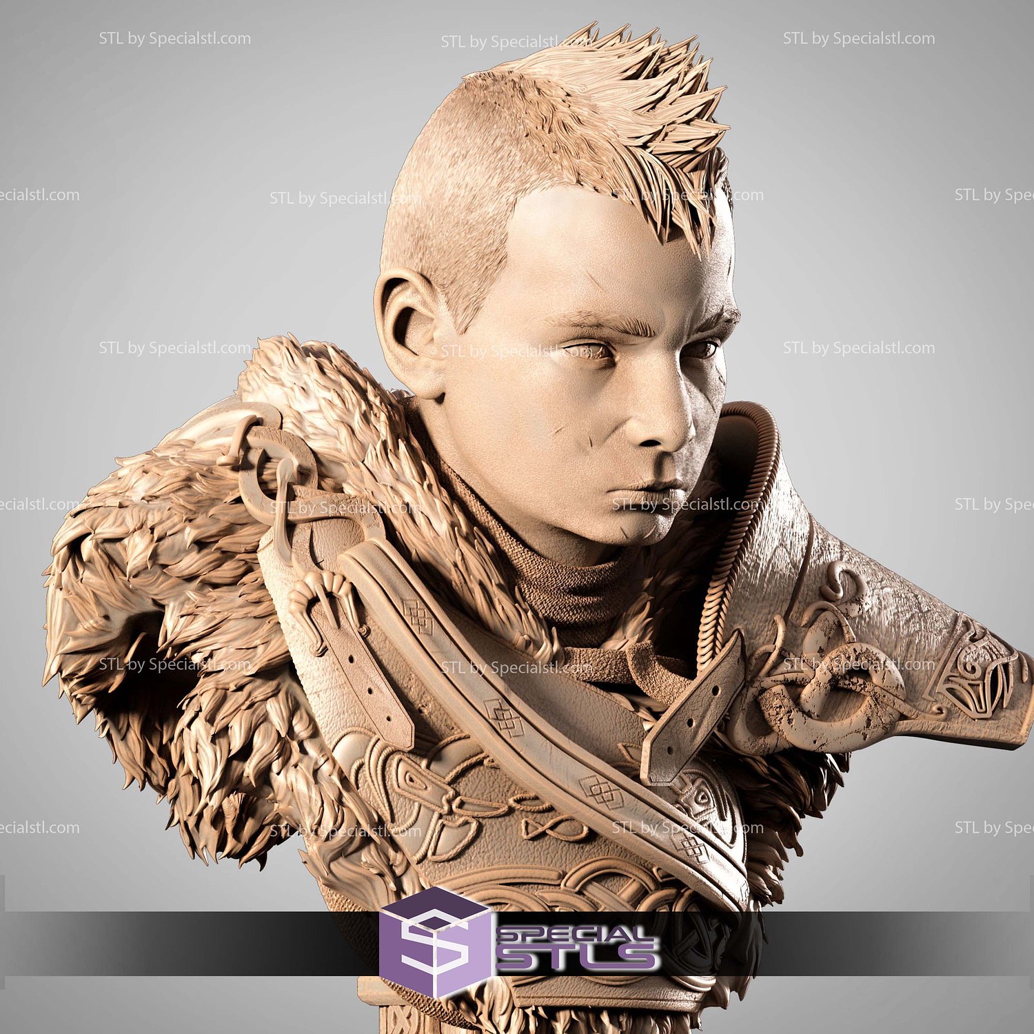 Atreus Portrait Bust STL Files 3D Model — view 3