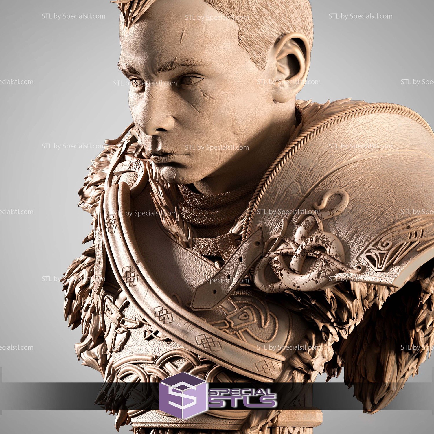Atreus Portrait Bust STL Files 3D Model — view 4