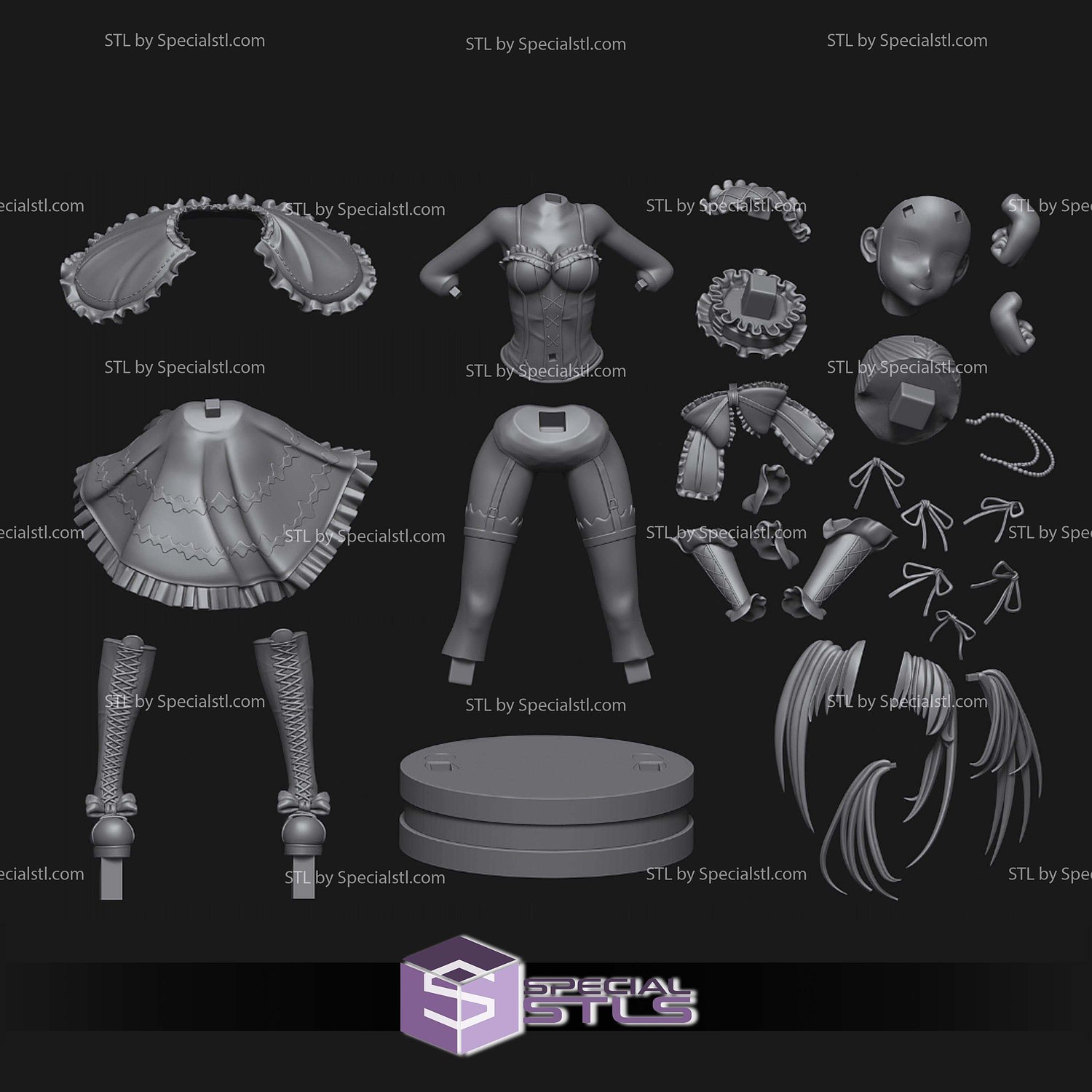 Kurumi Tokisaki V3 STL Files 3D Model — view 4