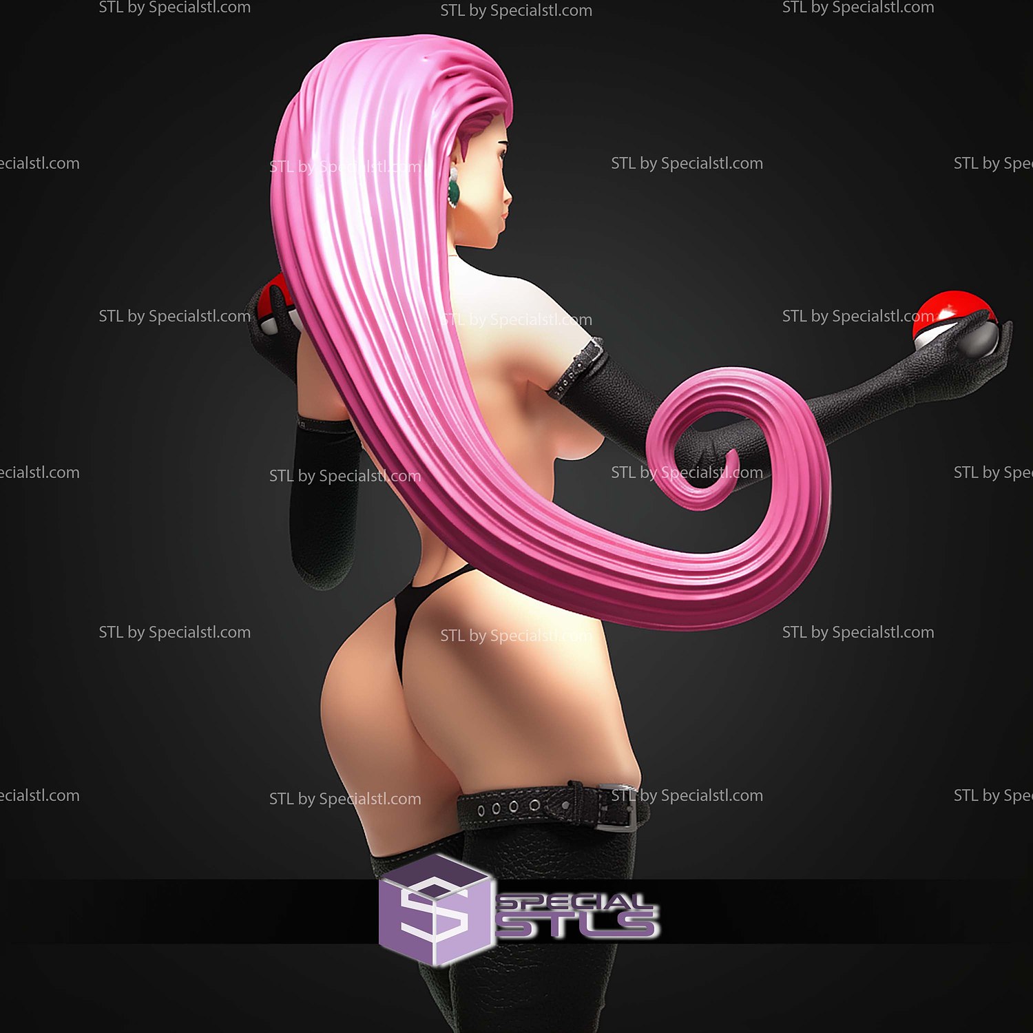 Jessie Pokemon And Pokeball Alternative STL Files 3D Model — view 5