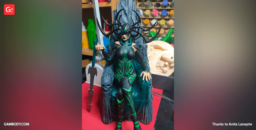 Hela on Throne 3D Printing Miniature | Assembly STL Model