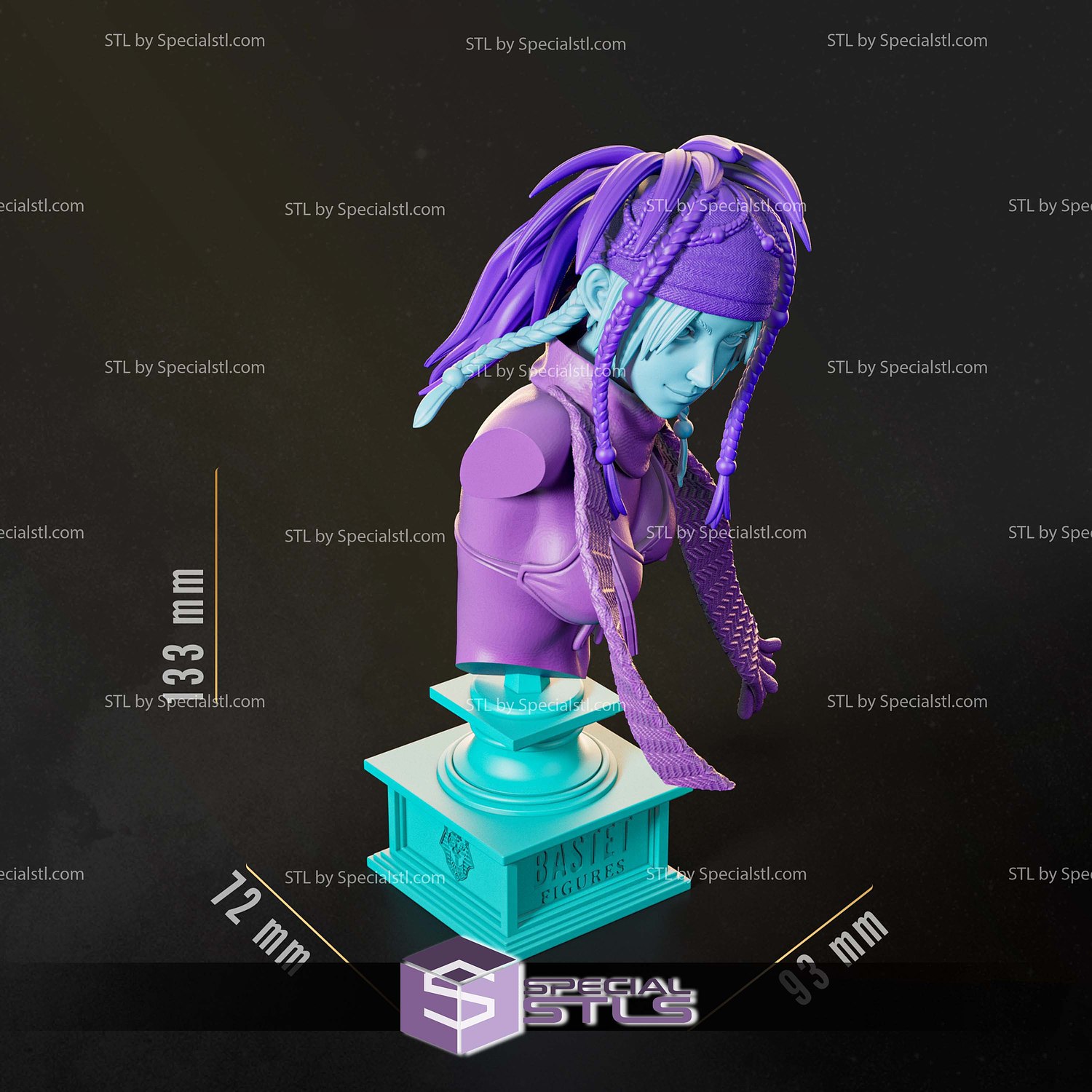Rikku Bust Final Fantasy STL Files 3D Model — view 4