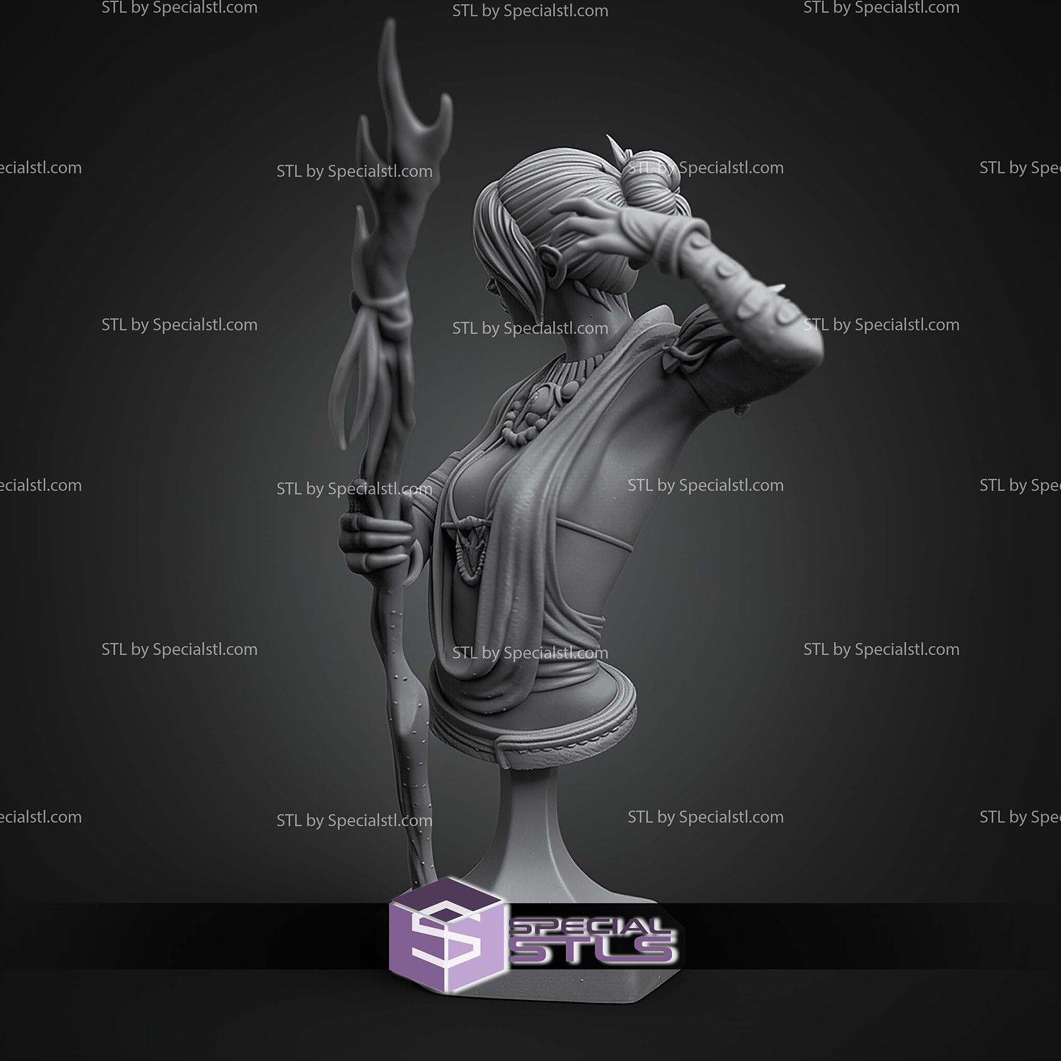 Morrigan Dragon Age Origins Bust 121mm STL Files 3D Model — view 4