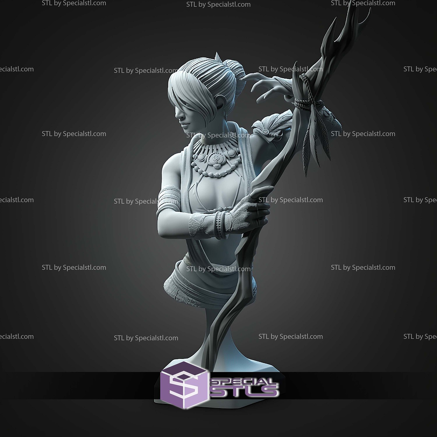 Morrigan Dragon Age Origins Bust 121mm STL Files 3D Model — view 5