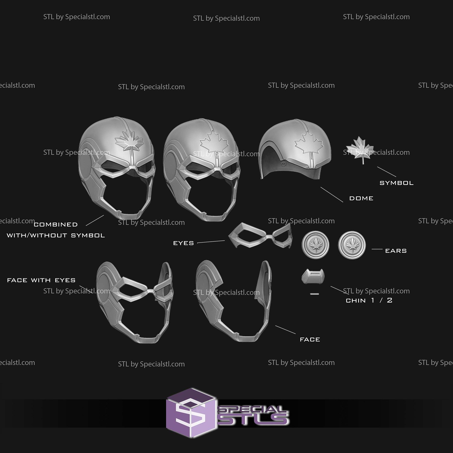 Cosplay STL Files Captain Canada Variant Helmet 3D Model — view 2