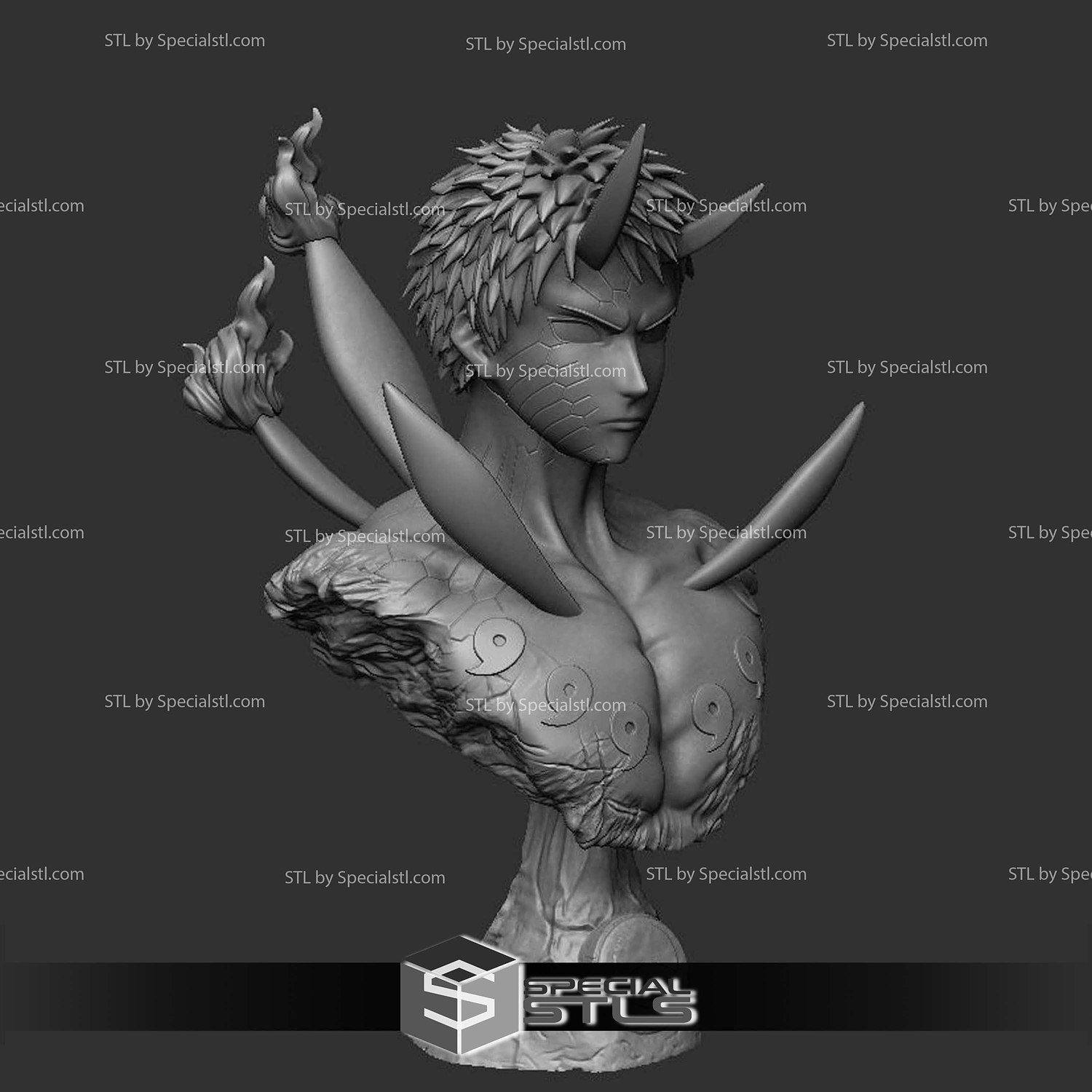 Obito Uchiha 6 Path Bust 3D Printer Files STL Model — view 2