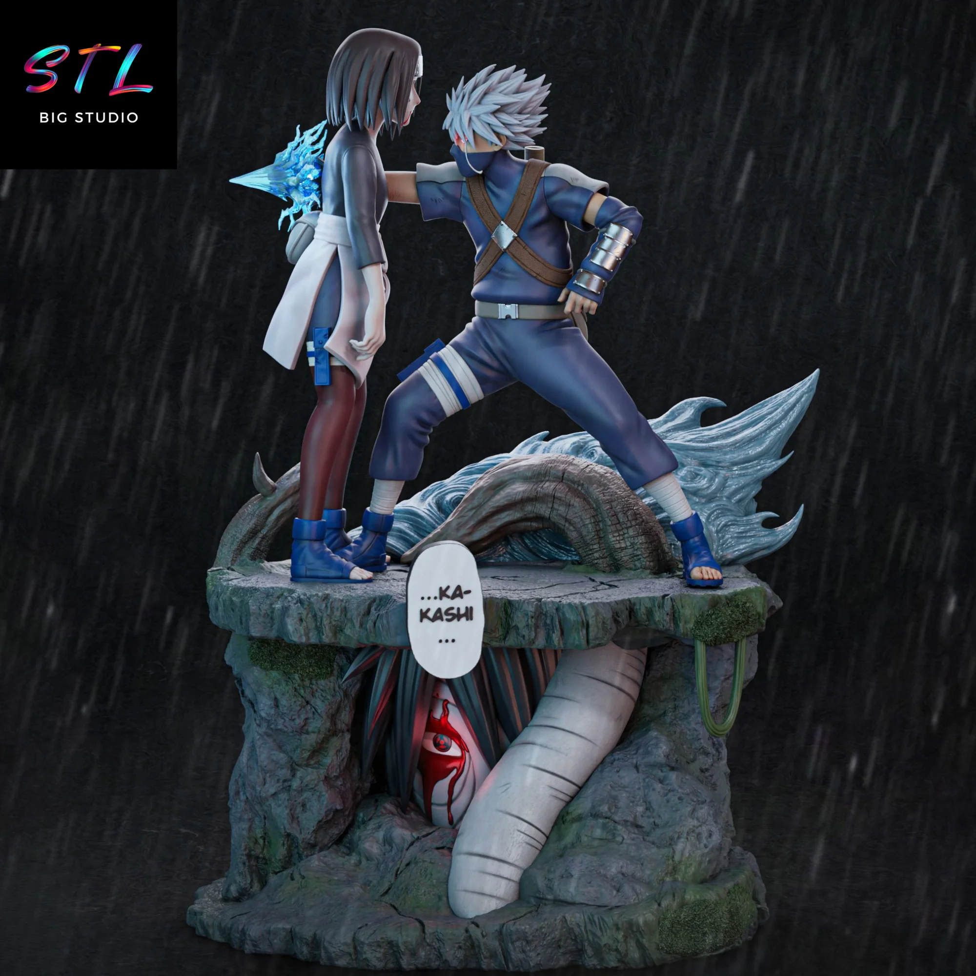 Kakashi and Rin Diorama STL | Epic 3D Printable Figure | Naruto Shippuden Model