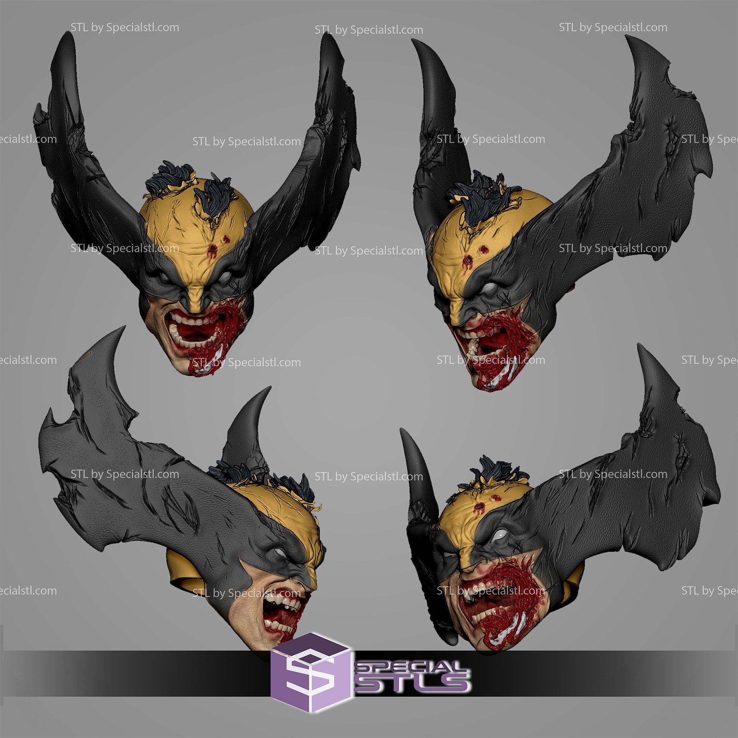 Custom Head STL Collection Wolverine Classic Pack 3D Model — view 4