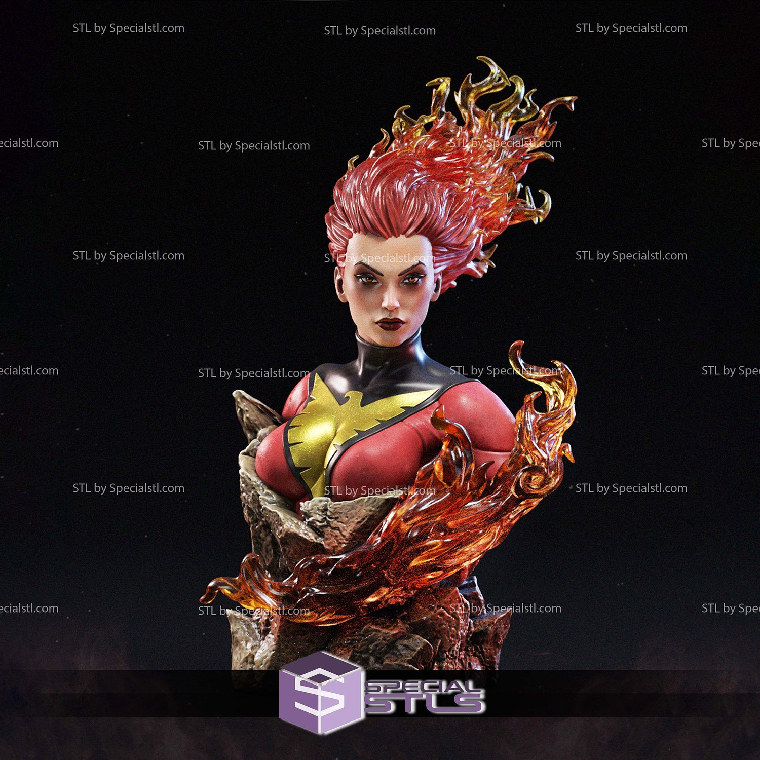 Phoenix Golden Fire Bust STL Files 3D Model — view 2
