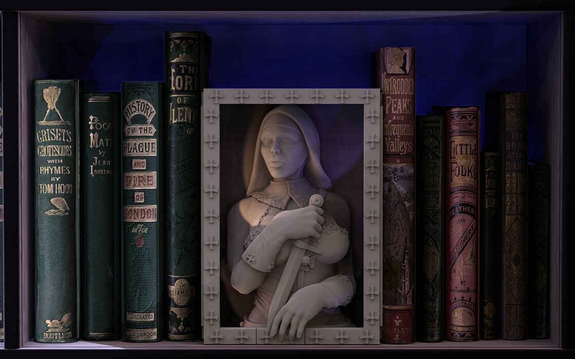 Nun Booknook 3D STL Model — view 2