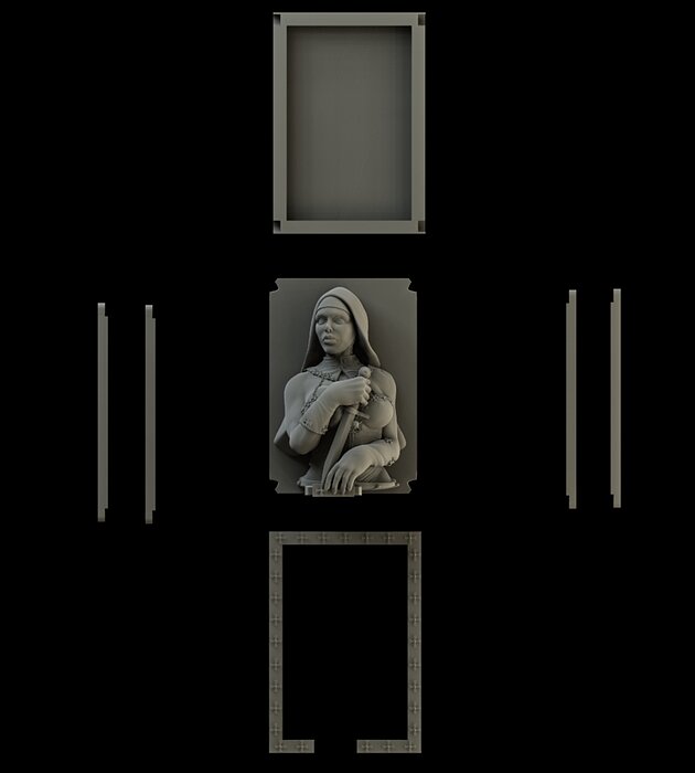 Nun Booknook 3D STL Model — view 4