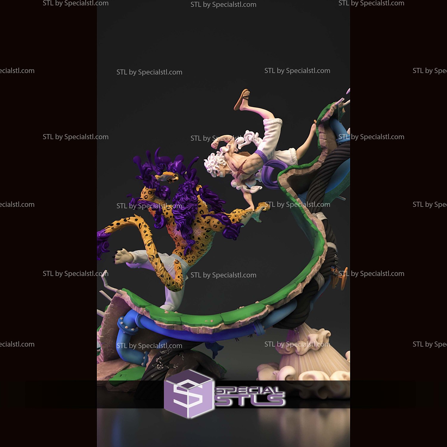 Luffy And Lucci Diorama STL Files 3D Model — view 3
