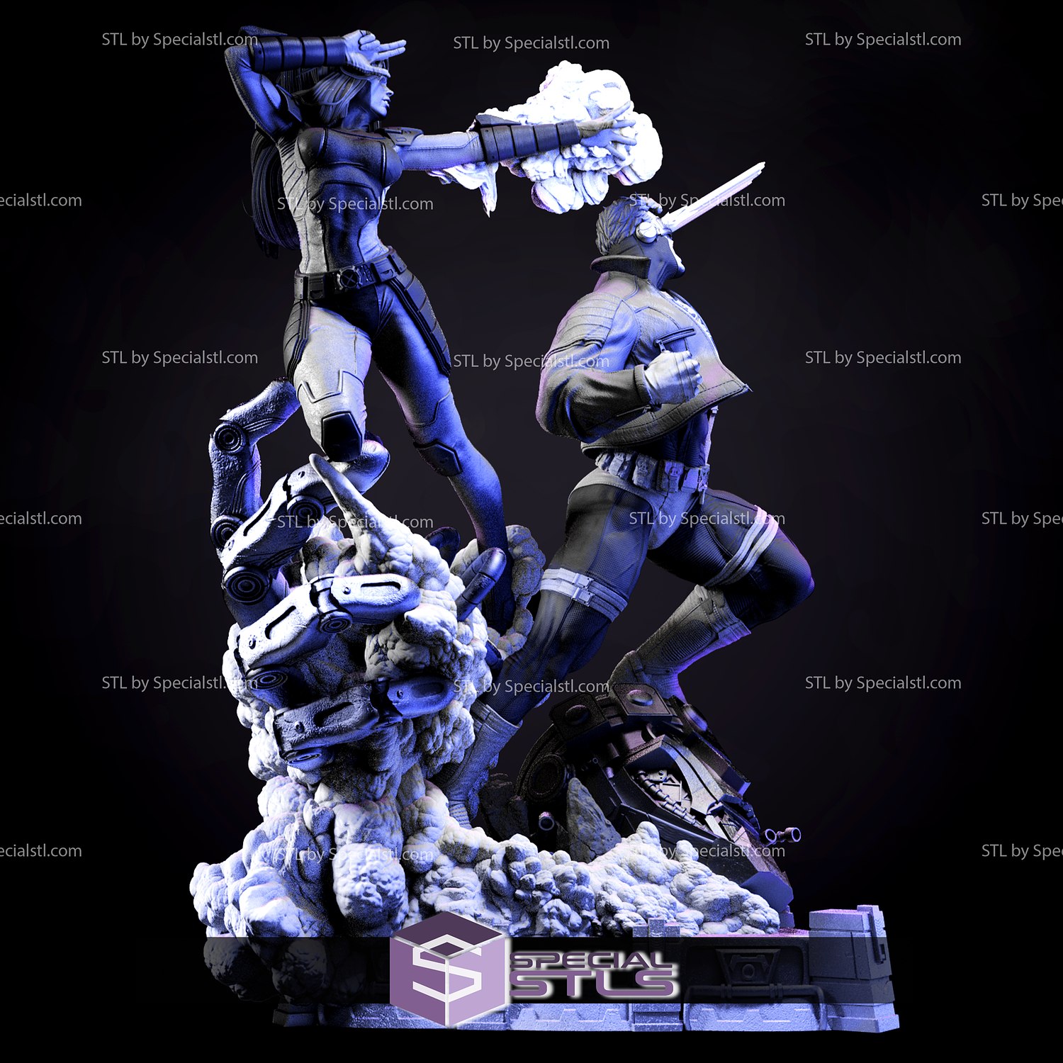 Jean Grey and Cyclops 3D Printable STL Files V2 Model — view 2