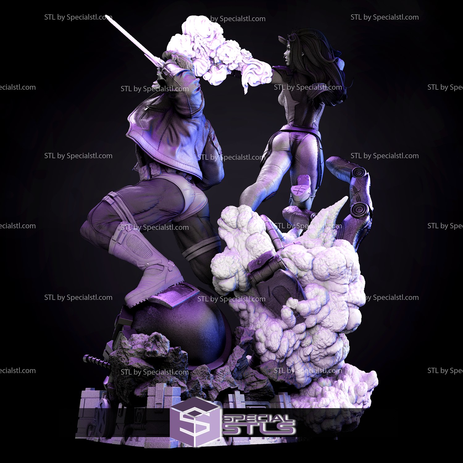 Jean Grey and Cyclops 3D Printable STL Files V2 Model — view 3