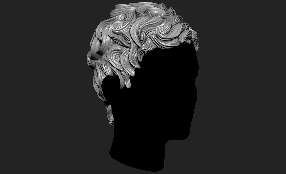 Curly Female 3D Hair Model OBJ STL 3D print model Model — view 2