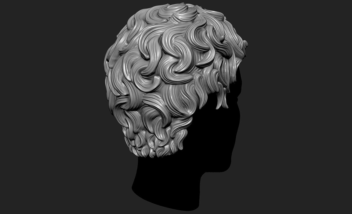 Curly Female 3D Hair Model OBJ STL 3D print model Model — view 4