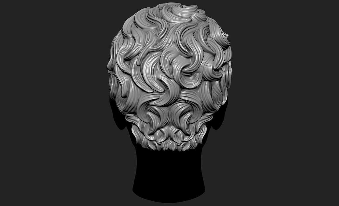 Curly Female 3D Hair Model OBJ STL 3D print model Model — view 5