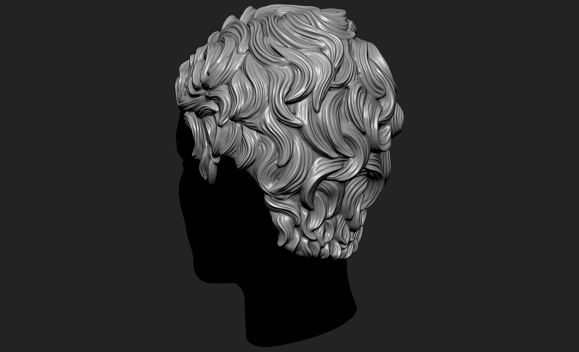 Curly Female 3D Hair Model OBJ STL 3D print model Model — view 6