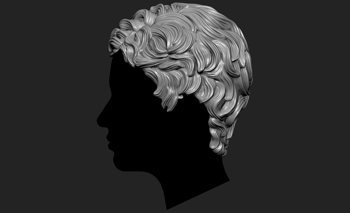 Curly Female 3D Hair Model OBJ STL 3D print model Model — view 7