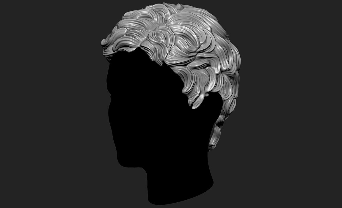 Curly Female 3D Hair Model OBJ STL 3D print model Model — view 8