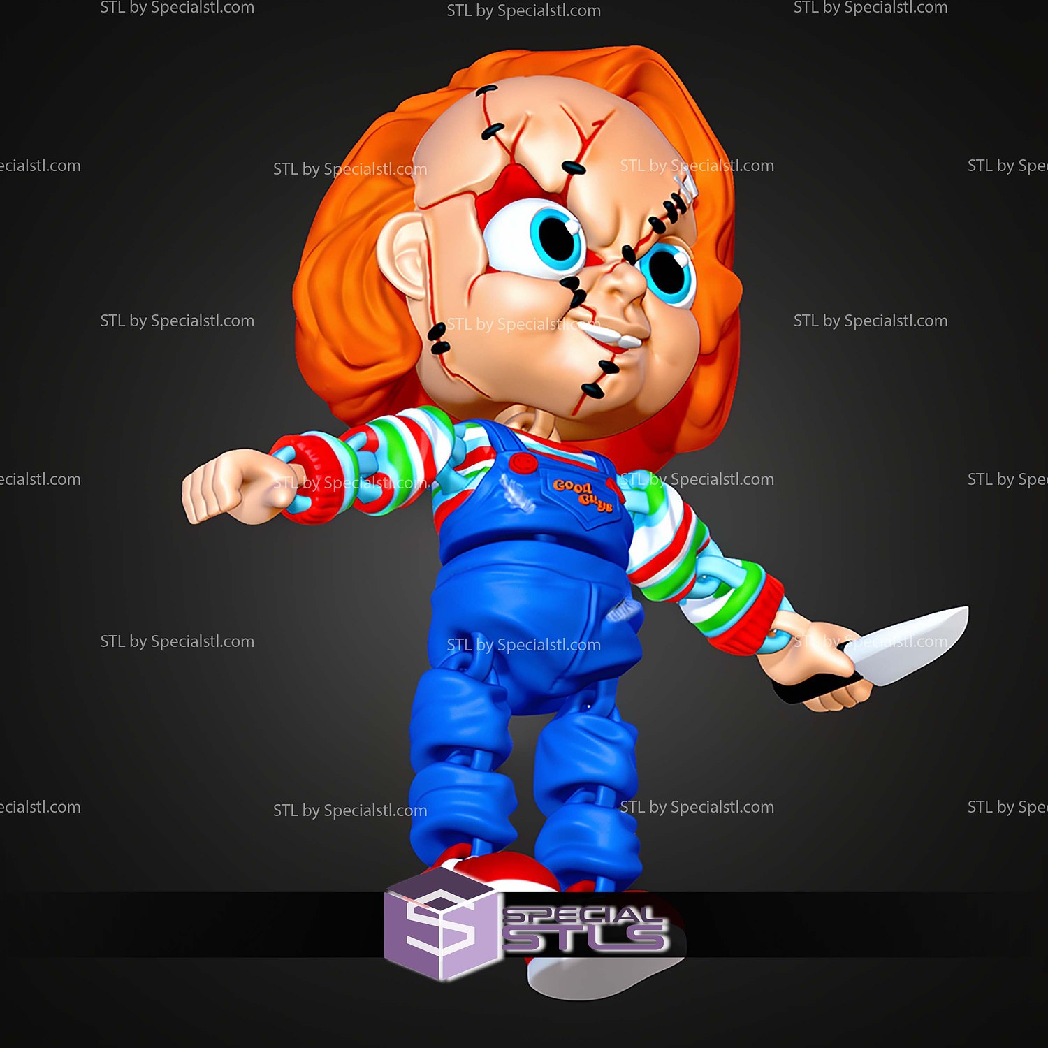 Super Basic STL Chucky MultiColor 3D Model — view 3