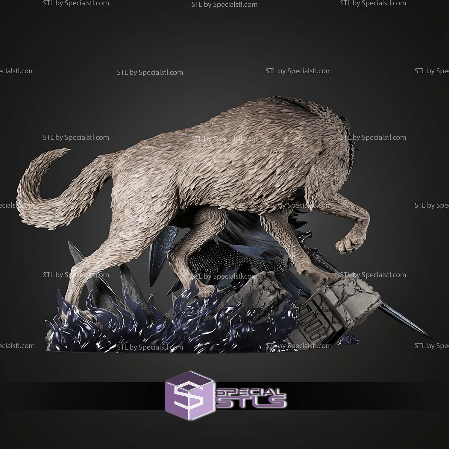 Artorias And Sif An Untold Story Figure Dark Souls 350mm STL Files 3D Model — view 3