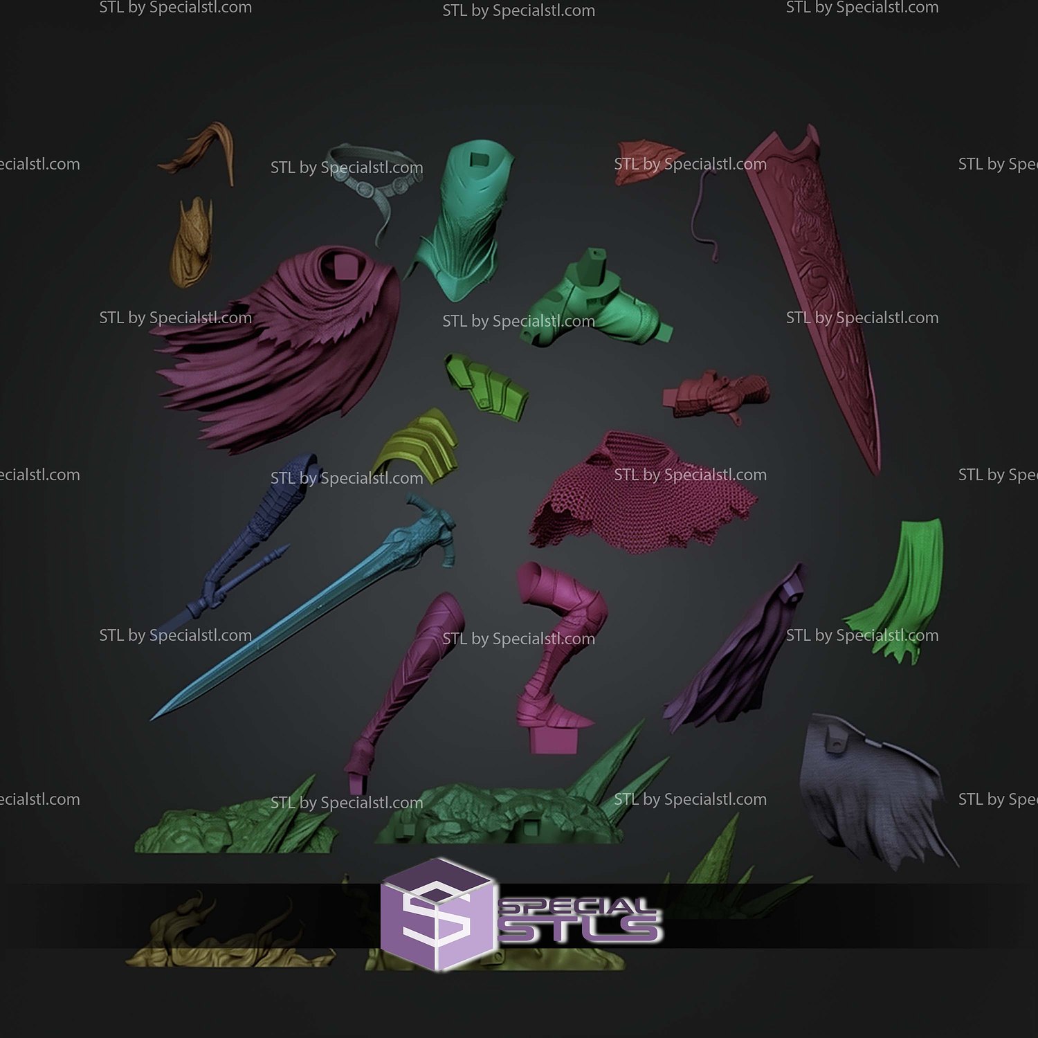 Artorias And Sif An Untold Story Figure Dark Souls 350mm STL Files 3D Model — view 4