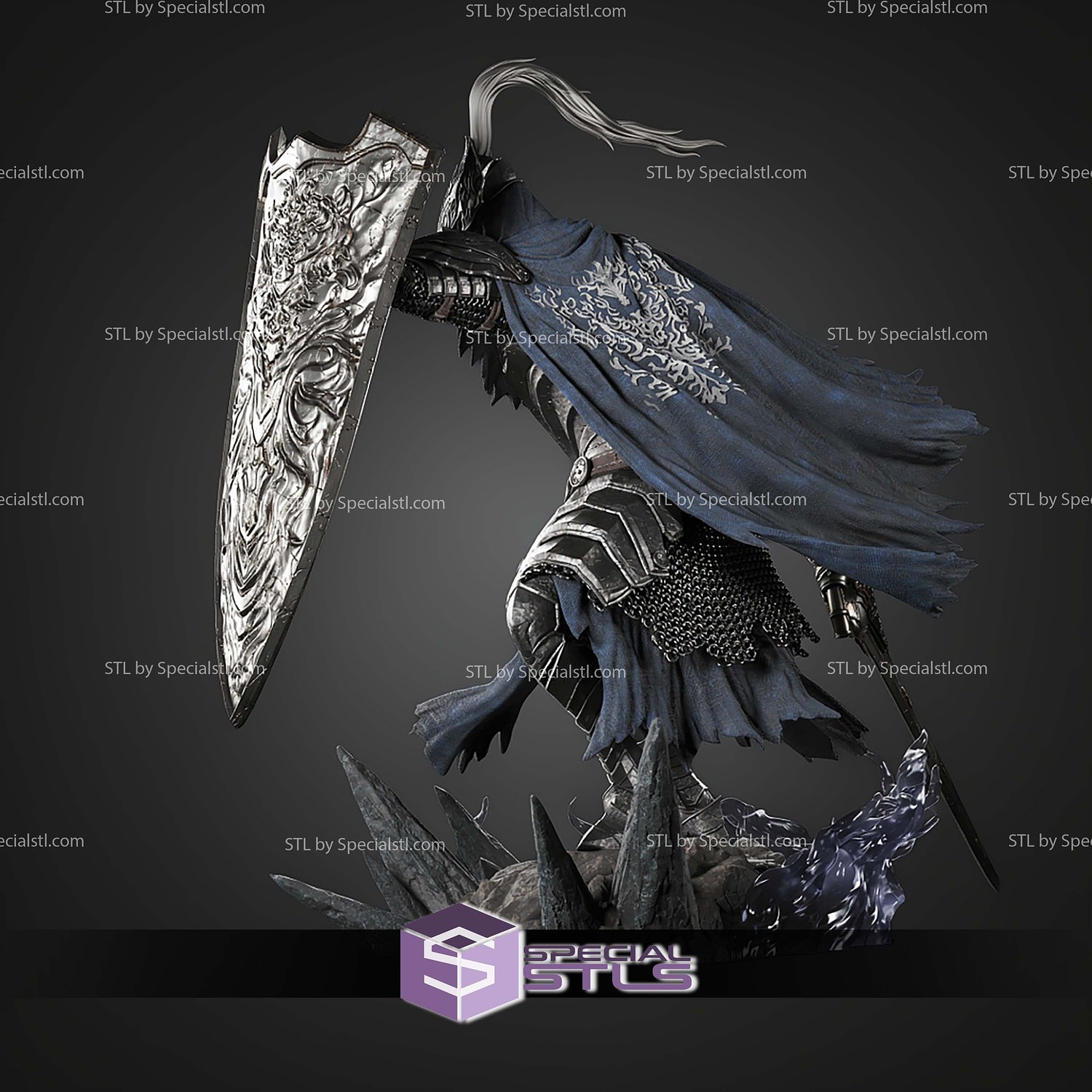 Artorias And Sif An Untold Story Figure Dark Souls 350mm STL Files 3D Model — view 5