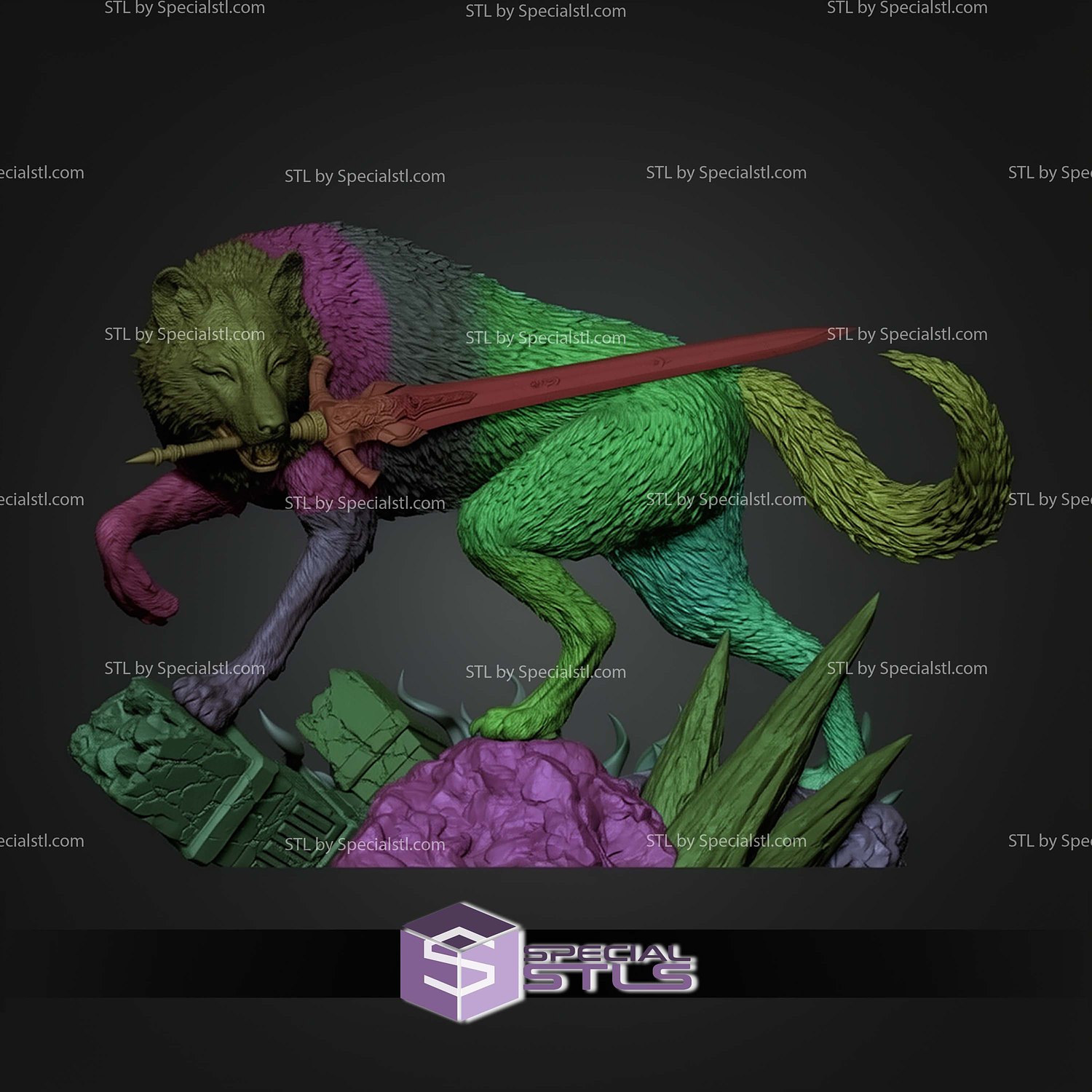Artorias And Sif An Untold Story Figure Dark Souls 350mm STL Files 3D Model — view 6