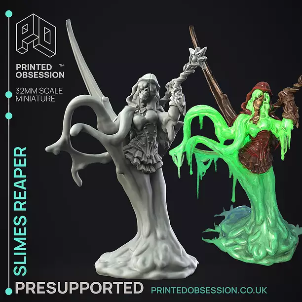 Slime Reaper - Humanoid Slime -  PRESUPPORTED - 32mm scale 3D STL Model