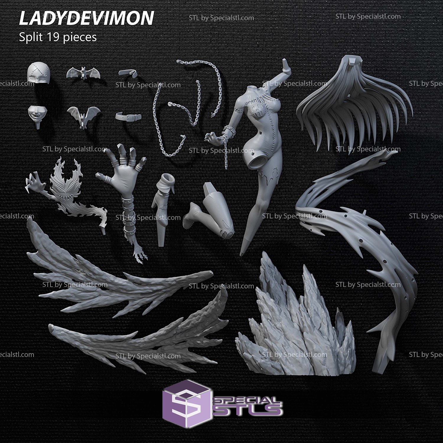 LadyDevimon in Action 3D Printer Files STL Model — view 2