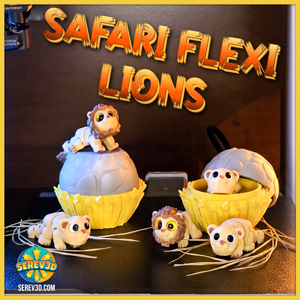 Lion & Lioness Flexi Animals with Keychain Versions (Safari Flexi Pack Part 1) 3D 3MF Model