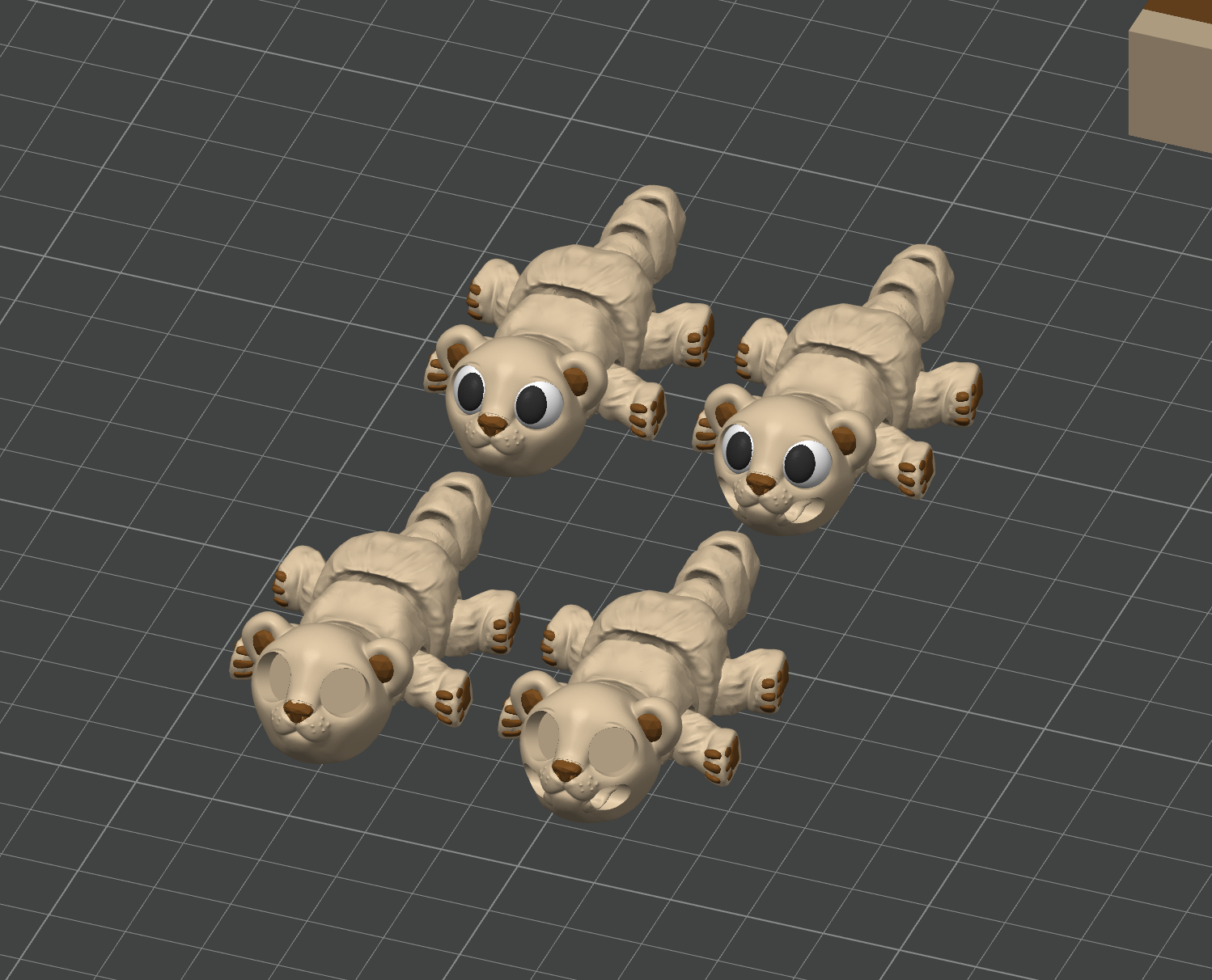 Lion & Lioness Flexi Animals with Keychain Versions (Safari Flexi Pack Part 1) 3D 3MF Model — view 4