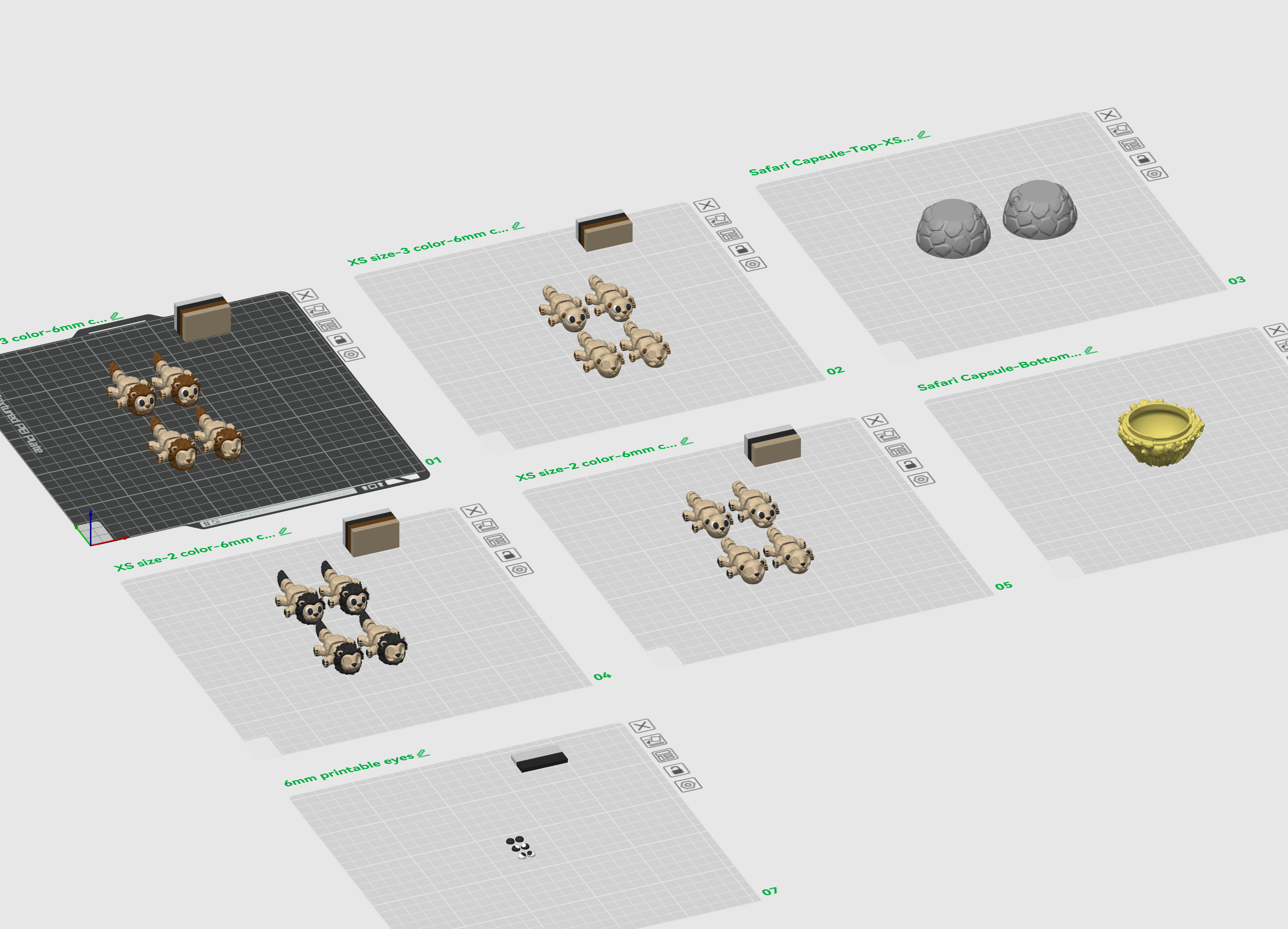 Lion & Lioness Flexi Animals with Keychain Versions (Safari Flexi Pack Part 1) 3D 3MF Model — view 7