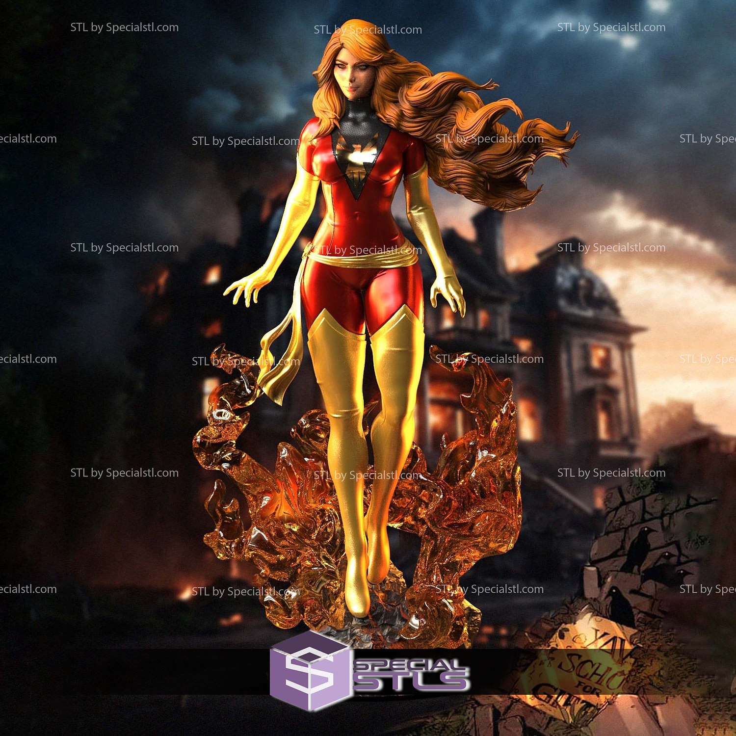 Dark Phoenix Effect Base 3D Printer Files STL Model — view 2