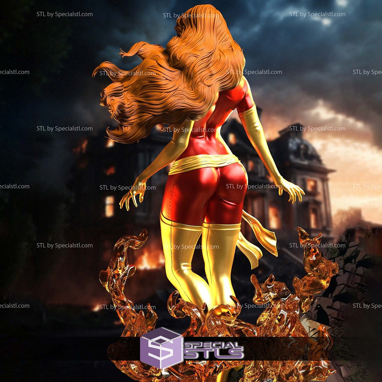 Dark Phoenix Effect Base 3D Printer Files STL Model — view 3