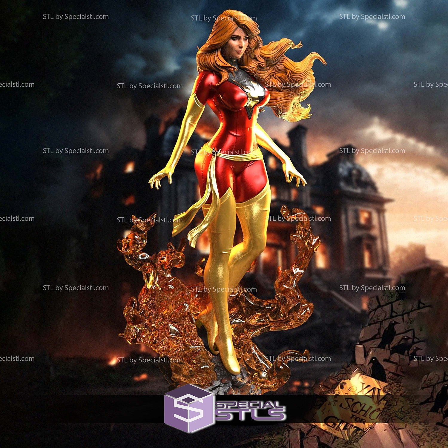 Dark Phoenix Effect Base 3D Printer Files STL Model — view 4