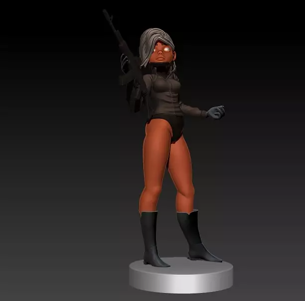 Stylized Gun Girl 3D OBJ Model