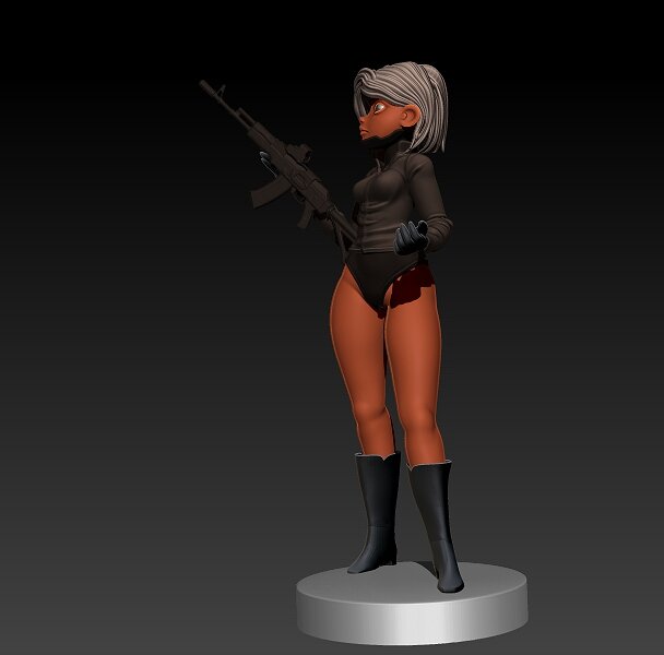 Stylized Gun Girl 3D OBJ Model — view 4