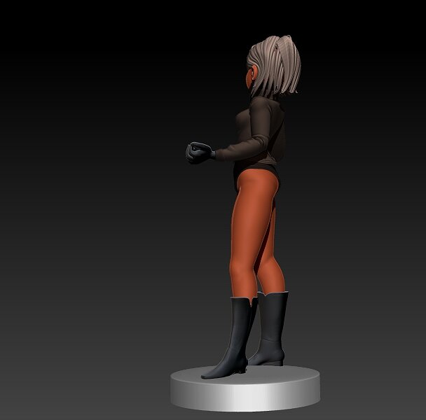 Stylized Gun Girl 3D OBJ Model — view 5