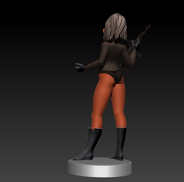 Stylized Gun Girl 3D OBJ Model — view 7