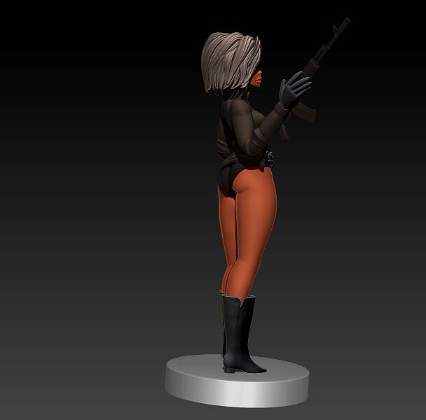 Stylized Gun Girl 3D OBJ Model — view 8