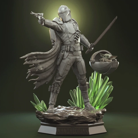 The Mandalorian and Grogu Diorama 3D Printer Files | Assembly STL Model
