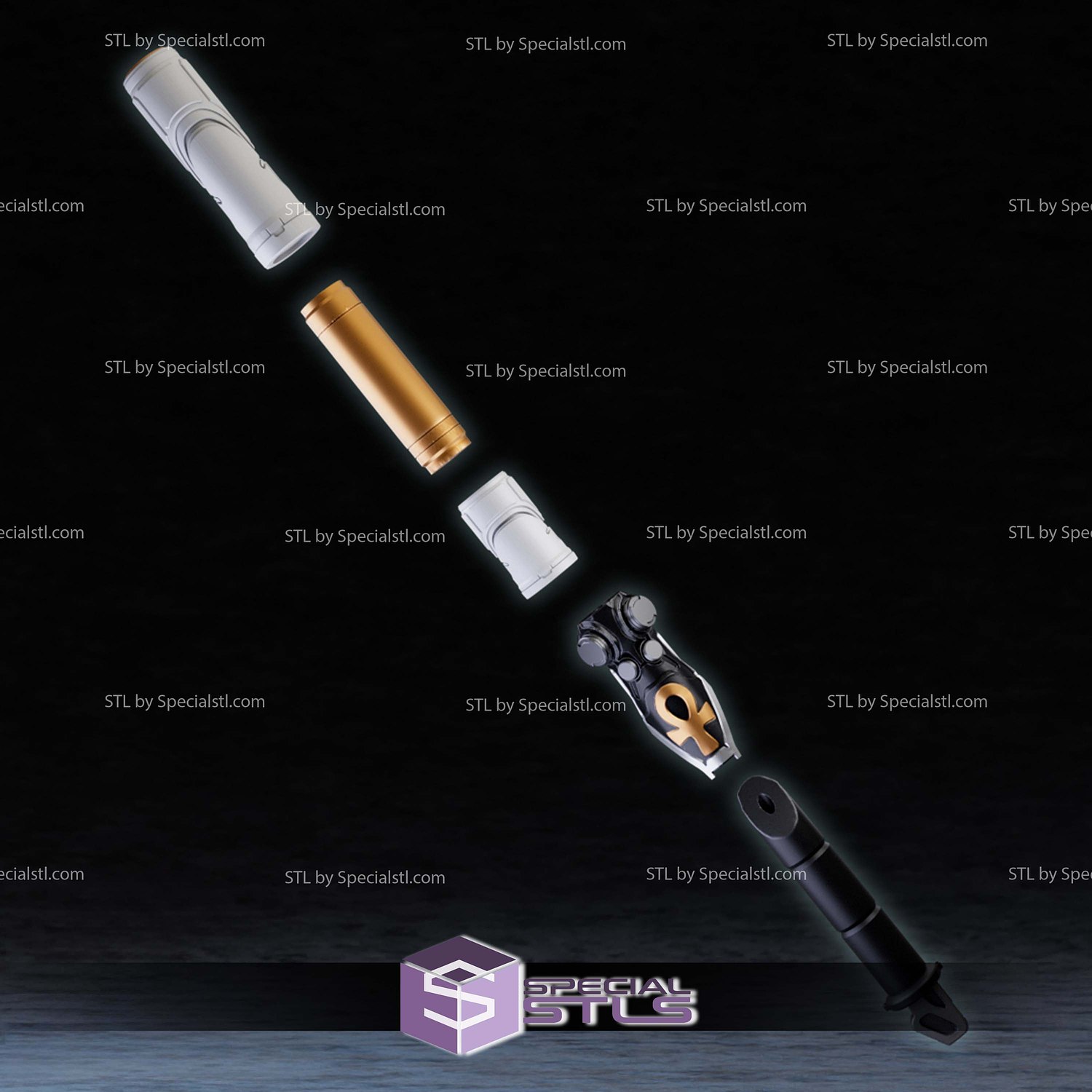 Cosplay STL Files Moon Knight Staff 3D Model — view 4