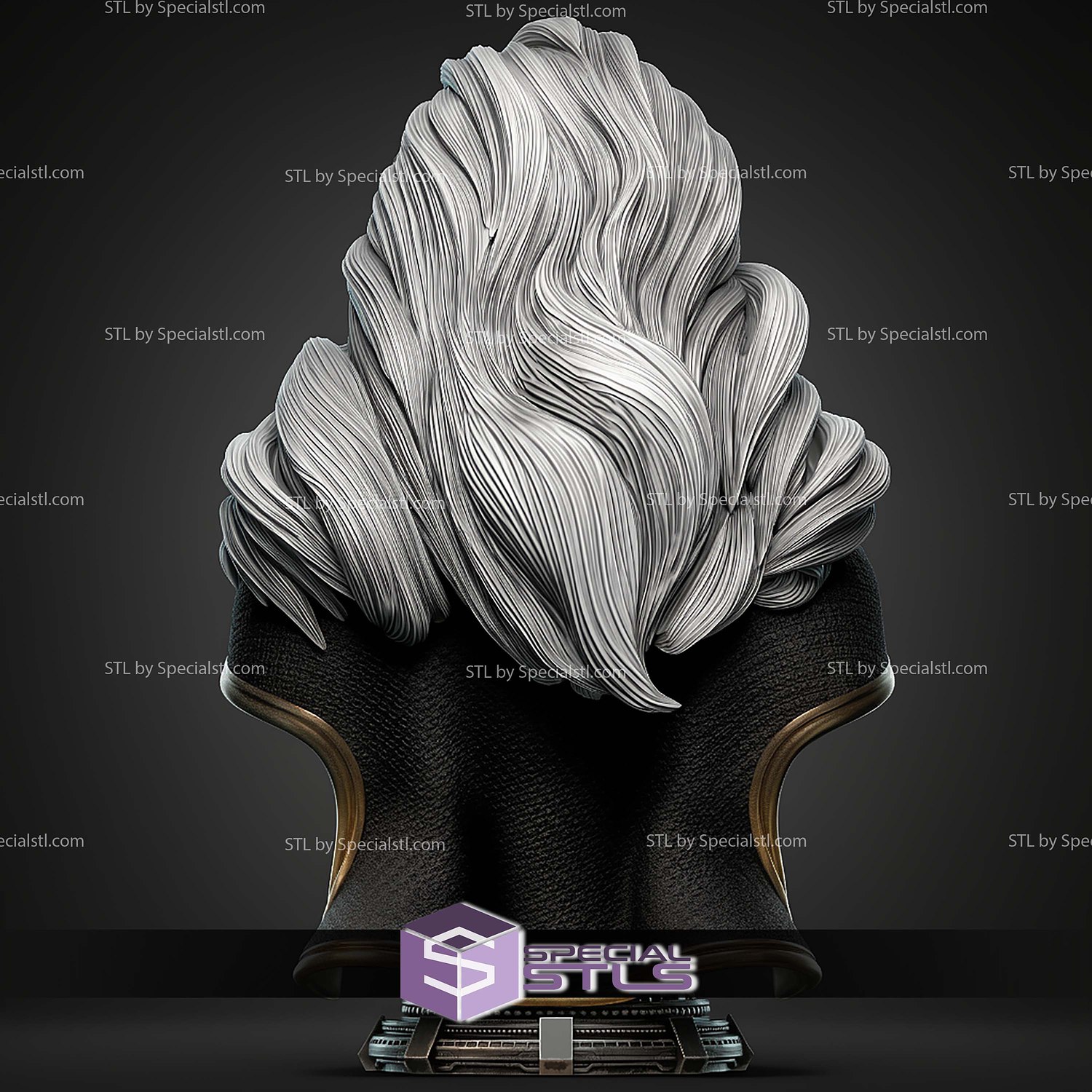 Storm Portrait Bust 380mm STL Files 3D Model — view 3