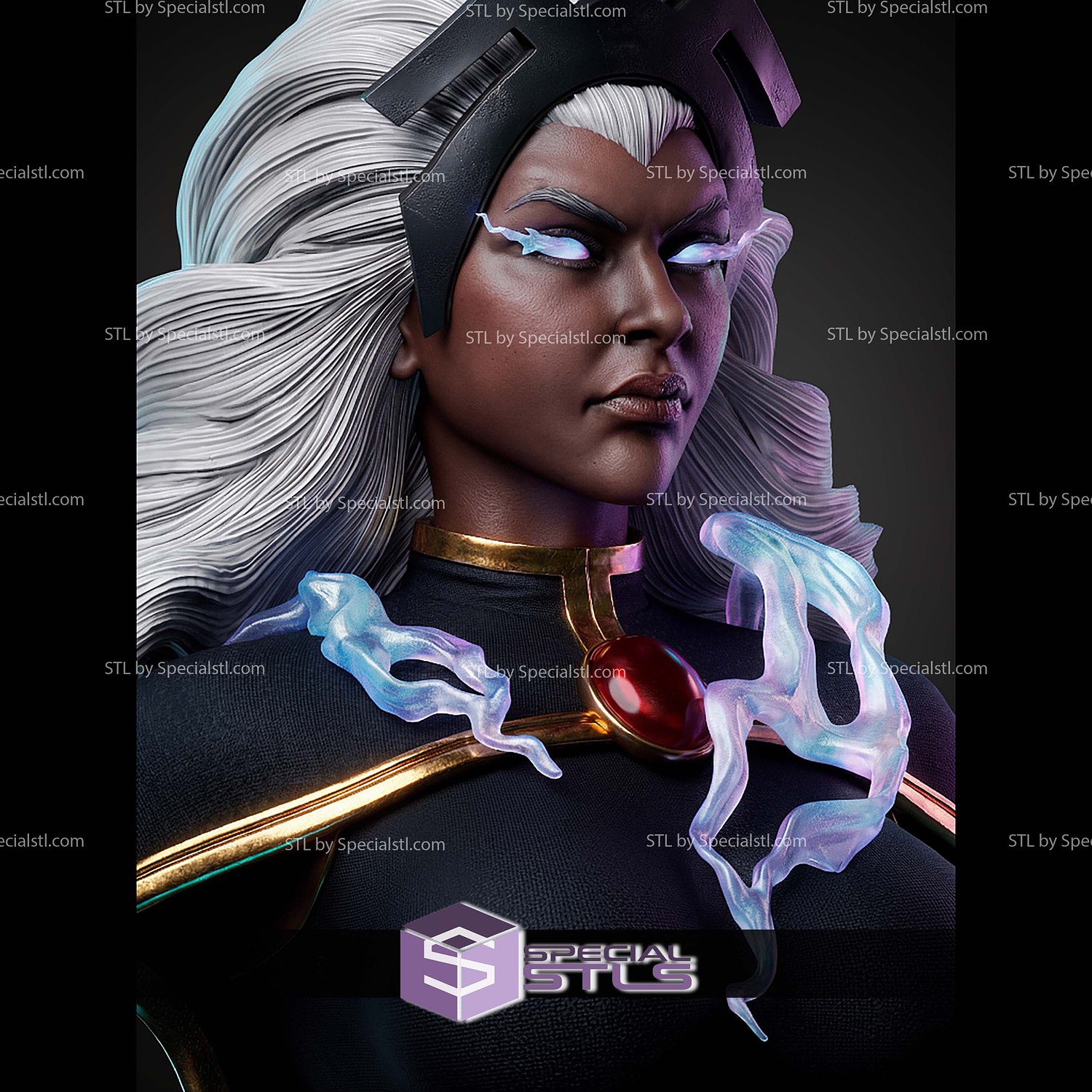 Storm Portrait Bust 380mm STL Files 3D Model — view 4